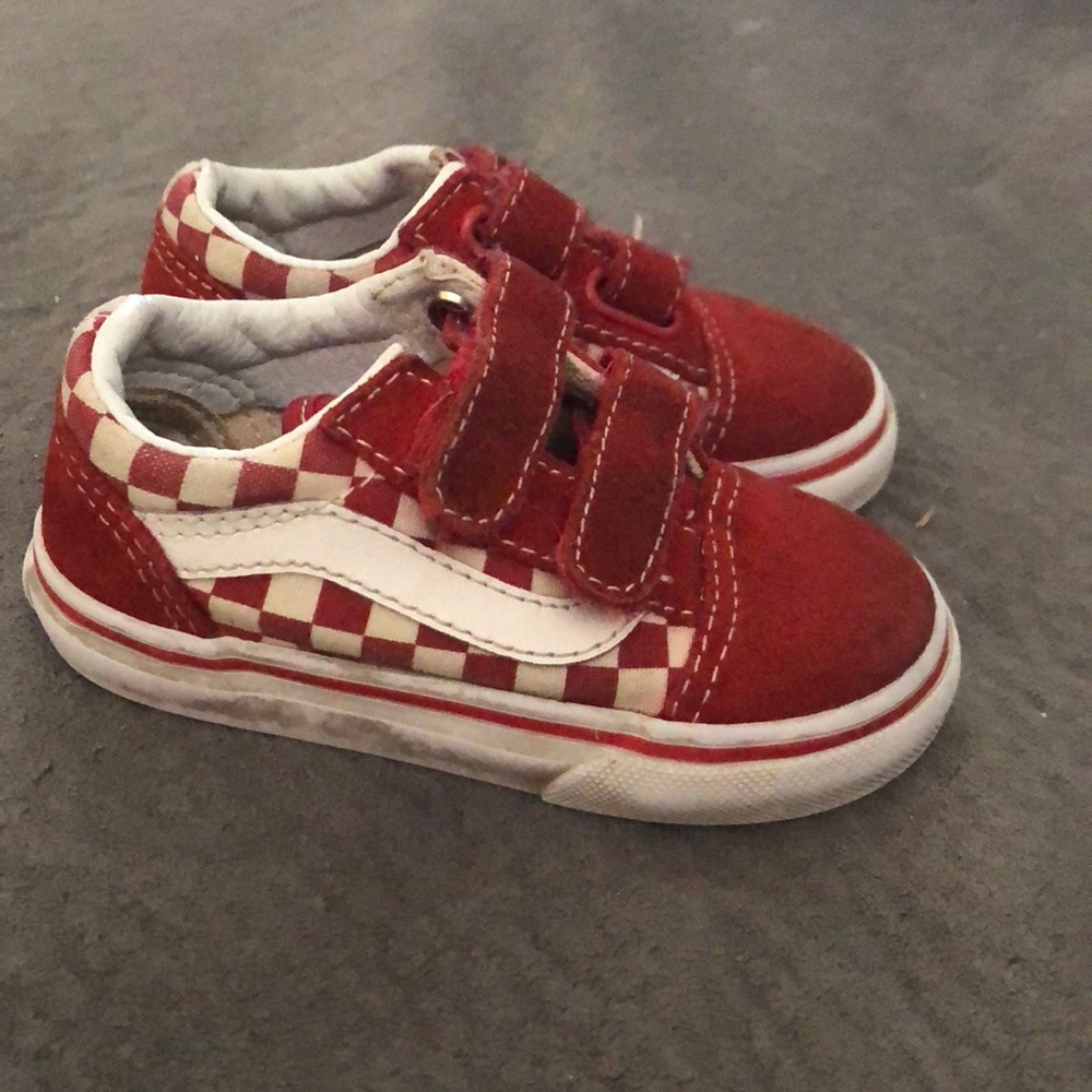 Red Velcro Checkered Vans